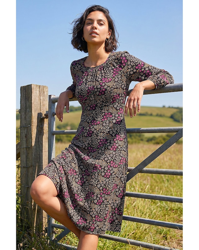 Roman Square Neck Ditsy Dress