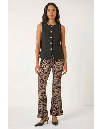 Roman Animal Print Flare Stretch Trouser