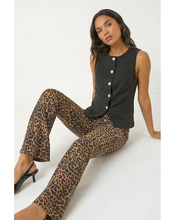 Roman Animal Print Flare Stretch Trouser