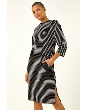 Roman Stripe Stretch T-Shirt Dress