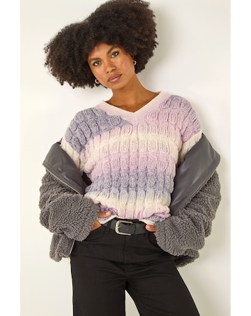 Roman Ombre Textured V-Neck Knit Jumper