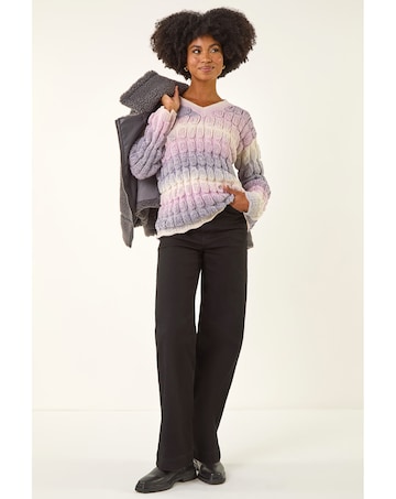 Roman Ombre Textured V-Neck Knit Jumper