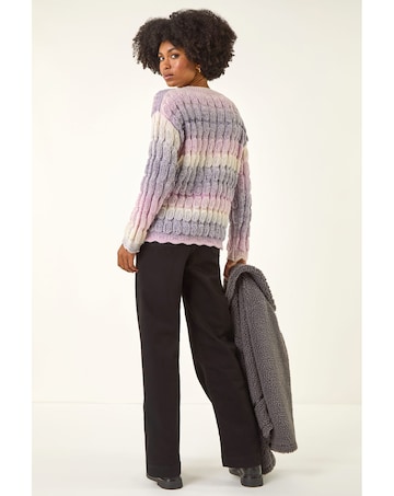 Roman Ombre Textured V-Neck Knit Jumper