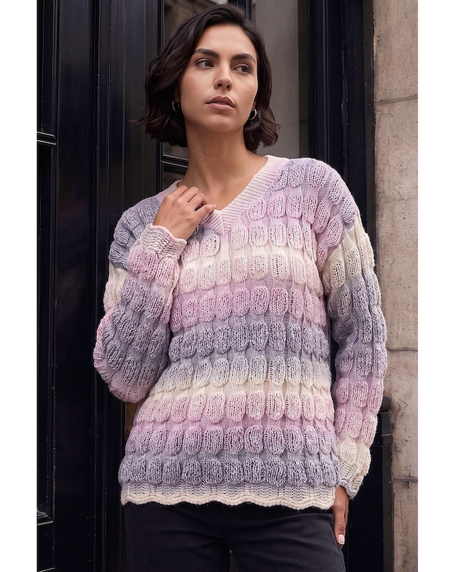 Roman Ombre Textured V-Neck Knit Jumper