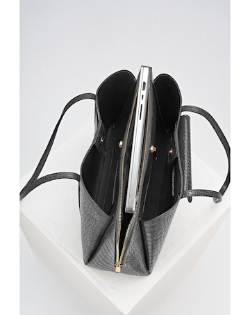 Luella Grey Francois Black Croc Laptop Tote