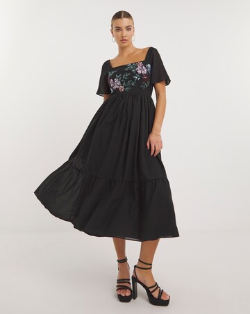 Maya Deluxe Square Neck Embellished Floral Midaxi Dress
