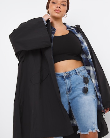 Black Swing Poncho Parka