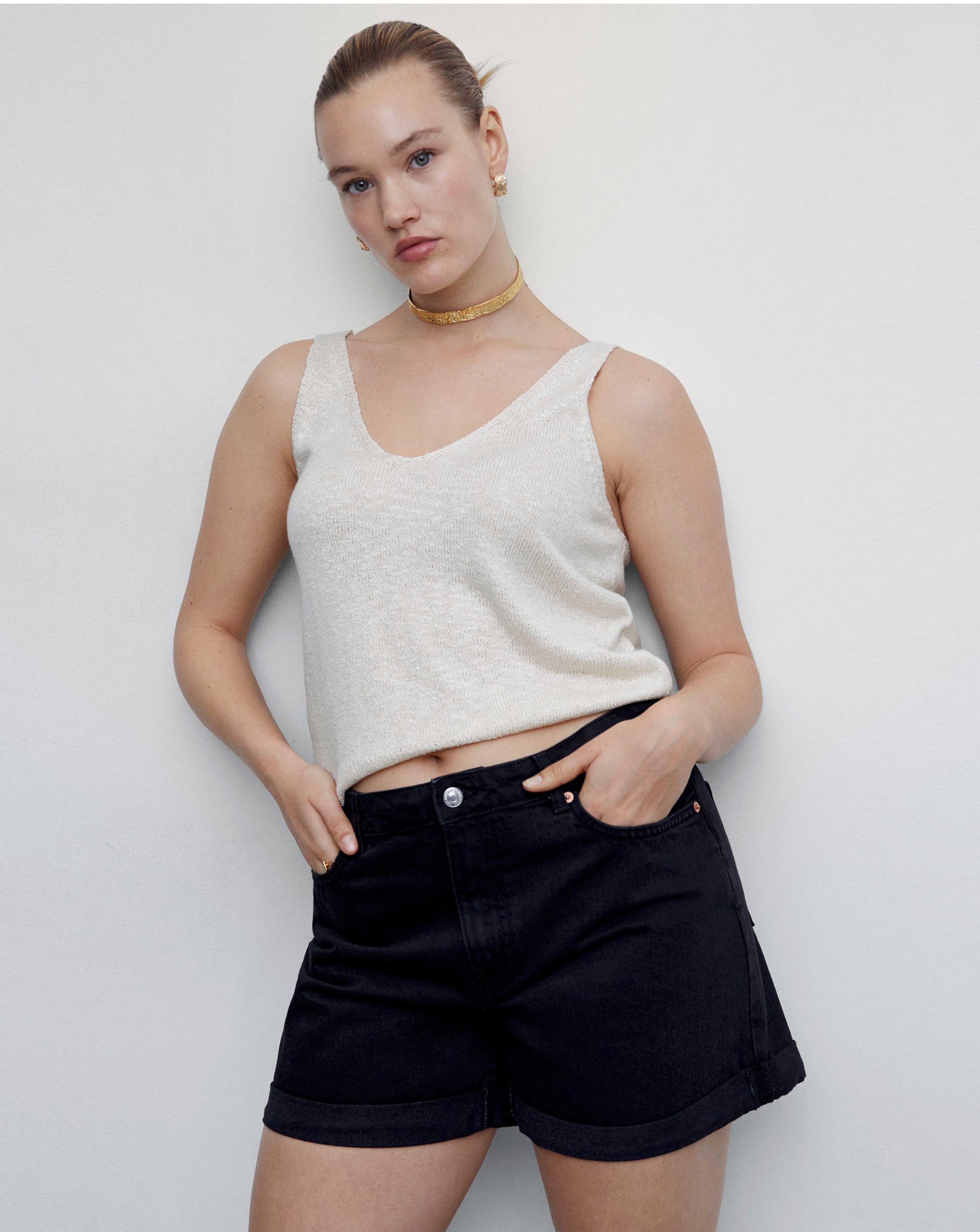 Mango Mom Fit Denim Shorts