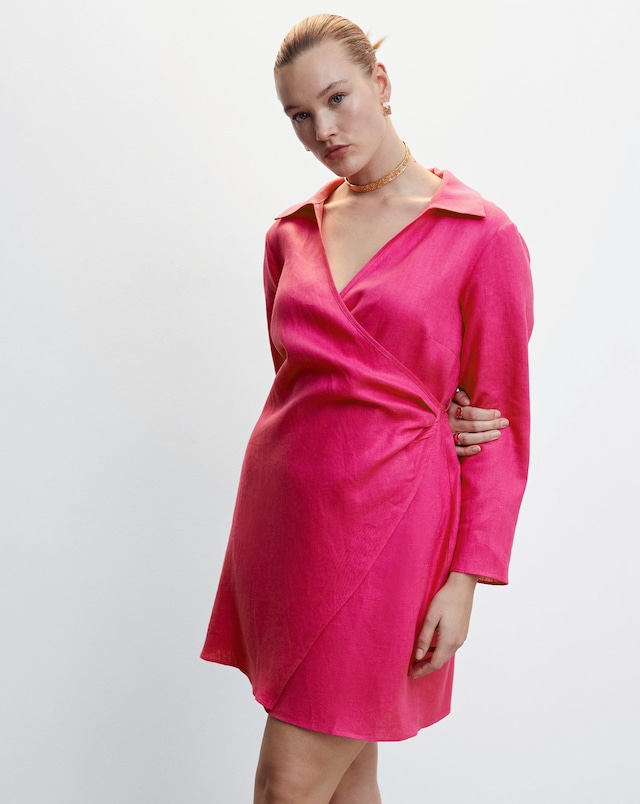 Mango Linen Wrap Dress