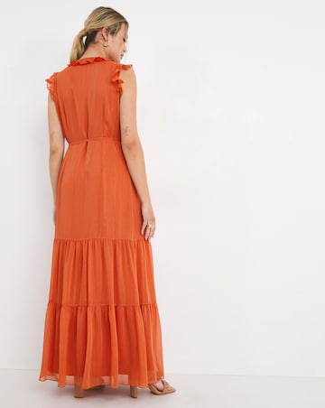 Little Mistress Orange Frill Wrap Dress