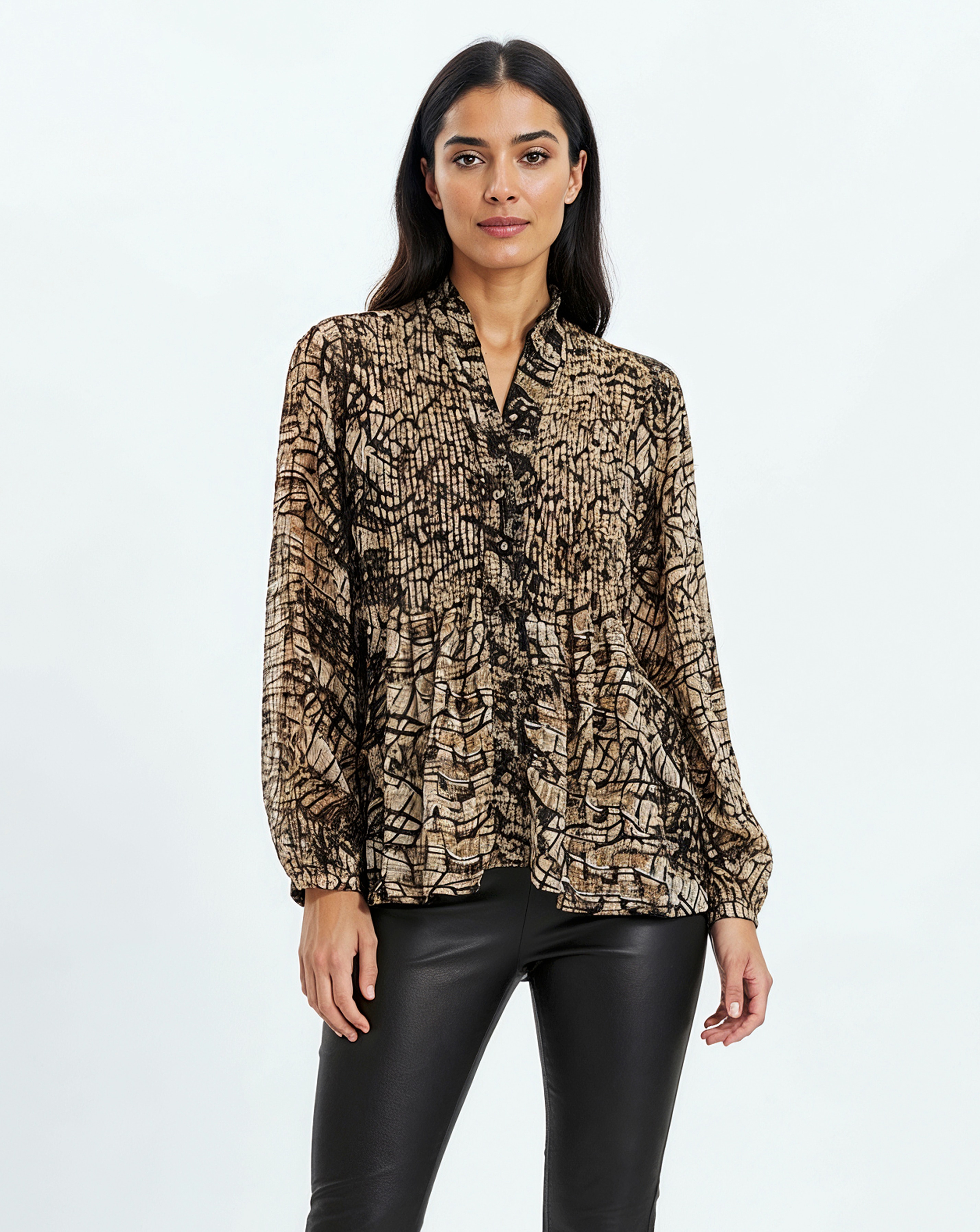 Religion Pleated Ruffle Shirt