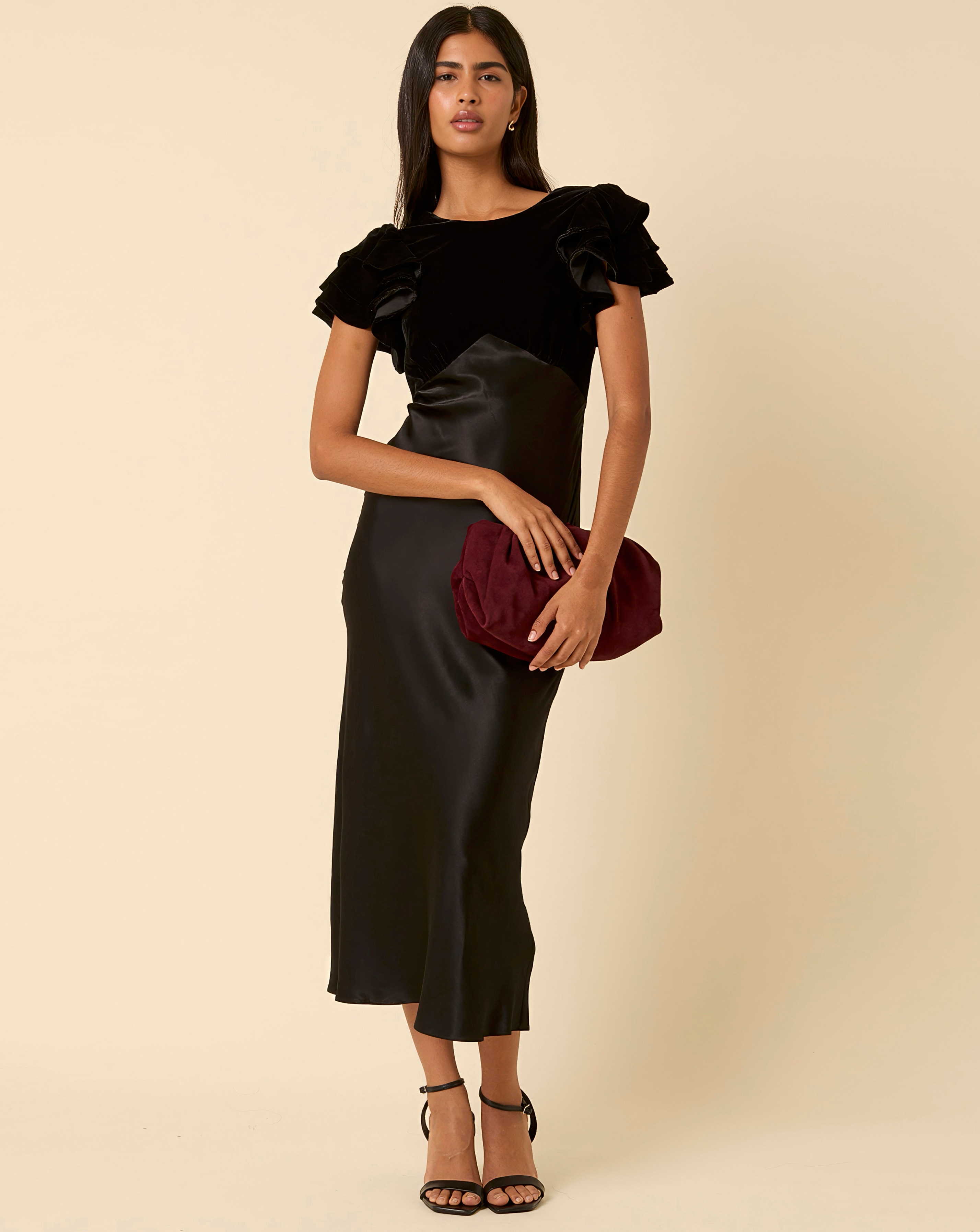 Nobody's Child Velvet Mix Midi Dress