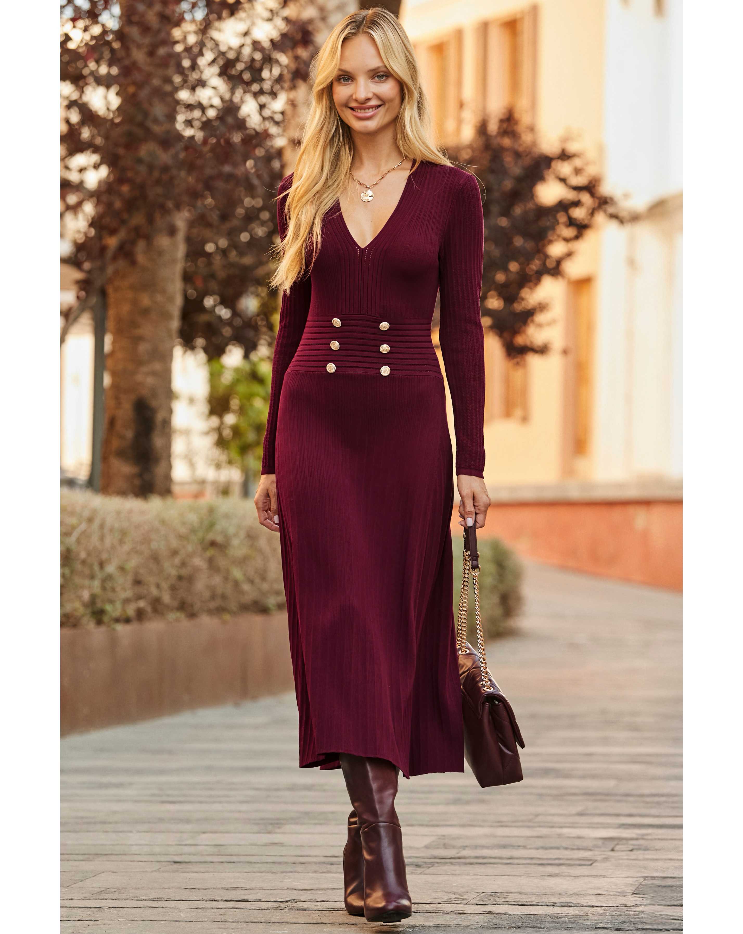 Sosandar Button Midaxi Dress