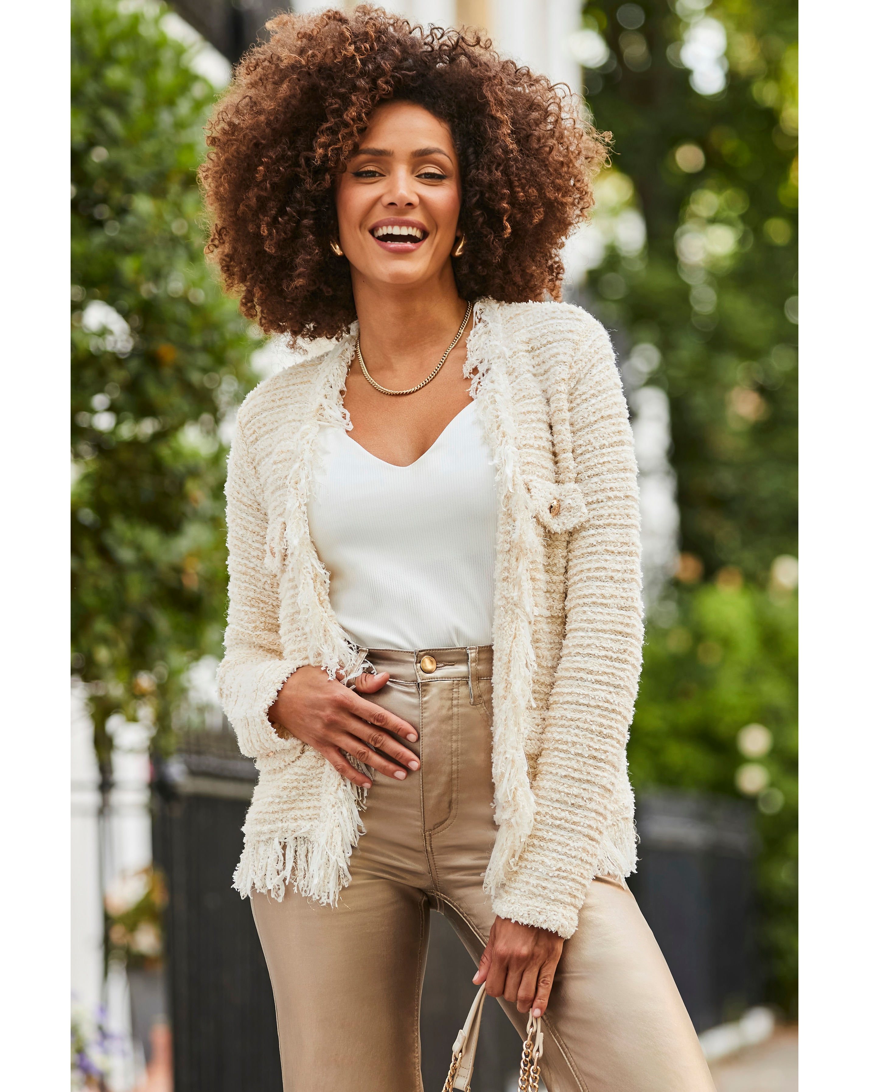 Sosandar Fringed Bouche Trophy Cardigan