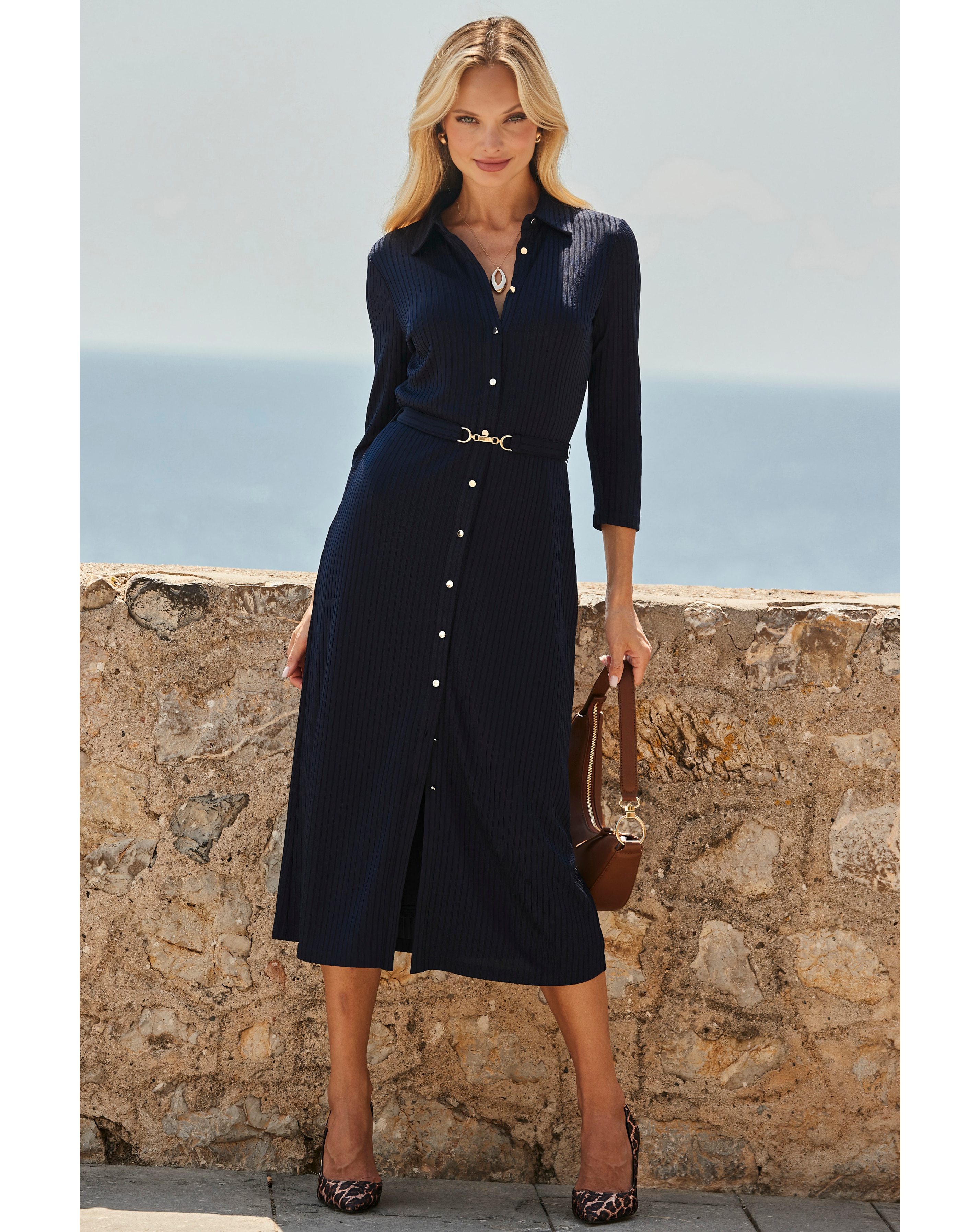 Sosandar Hardware Detail Rid Midi Dress