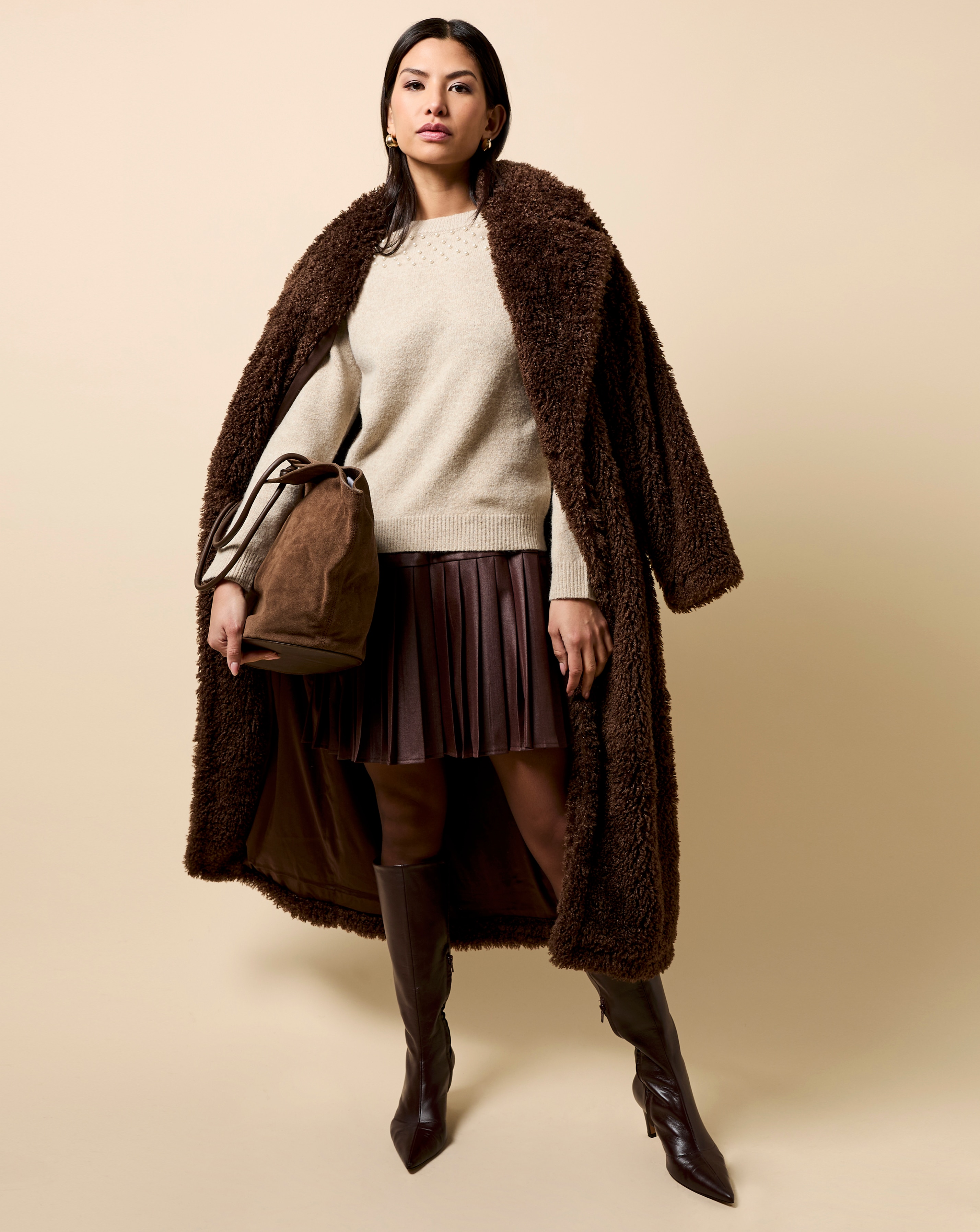 Little Mistress Chocolate Faux Fur Coat