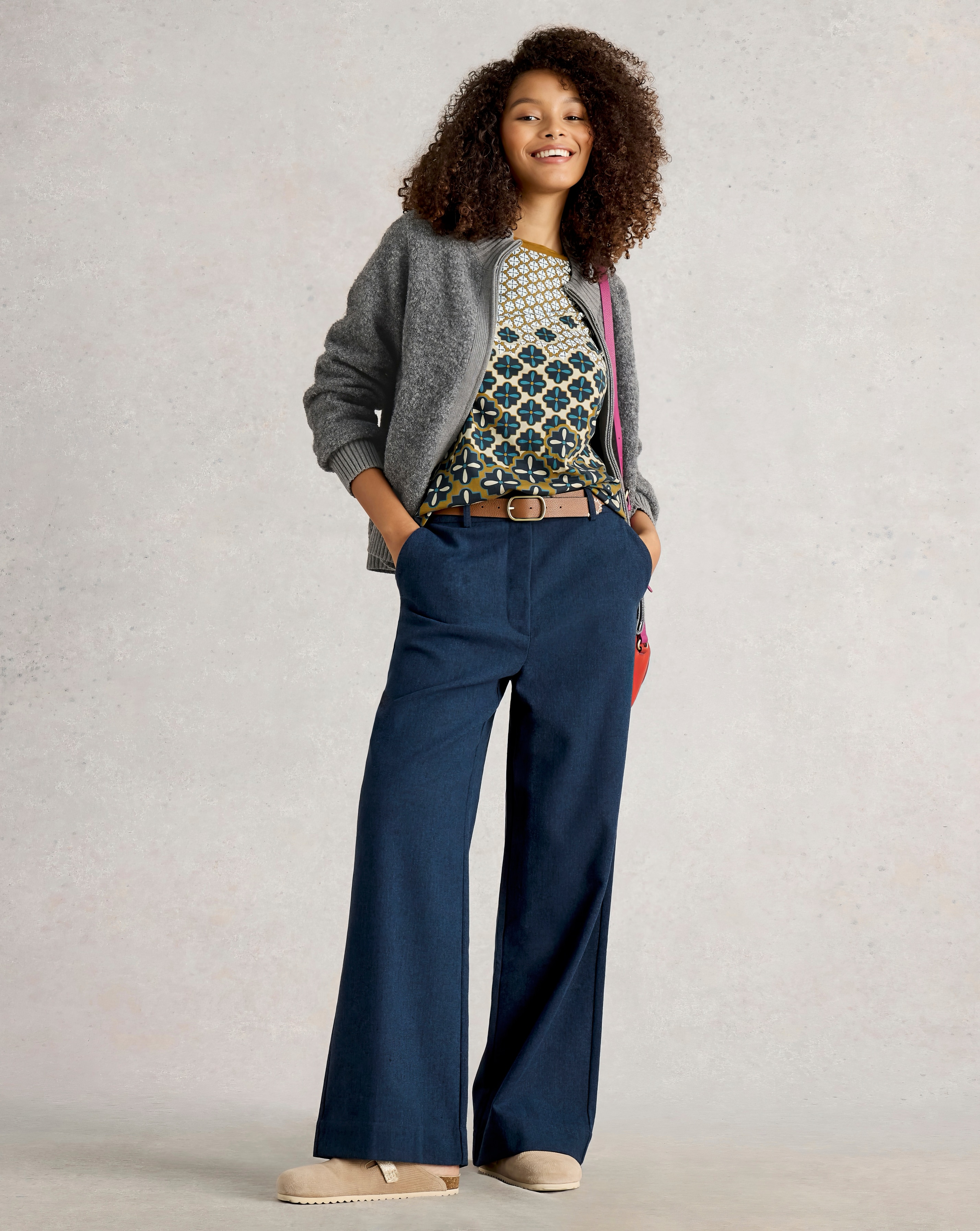 MADISONBLUE / BOUCLE RIB LONG C/D/0/コットン/WHT/MB191-8008 White Stuff Bobby Boucle Zip Cardi | JD Williams