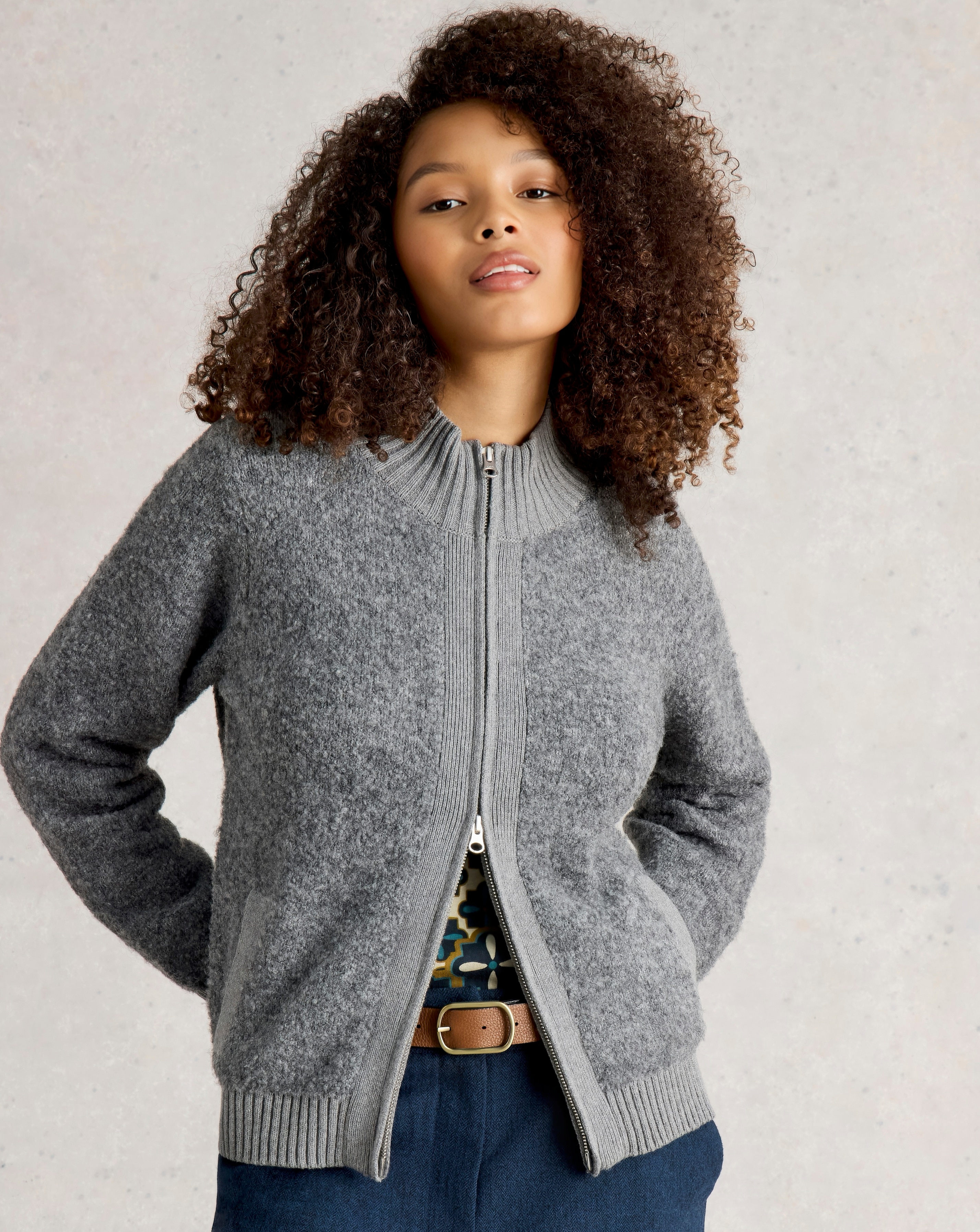 White Stuff Bobby Boucle Zip Cardi