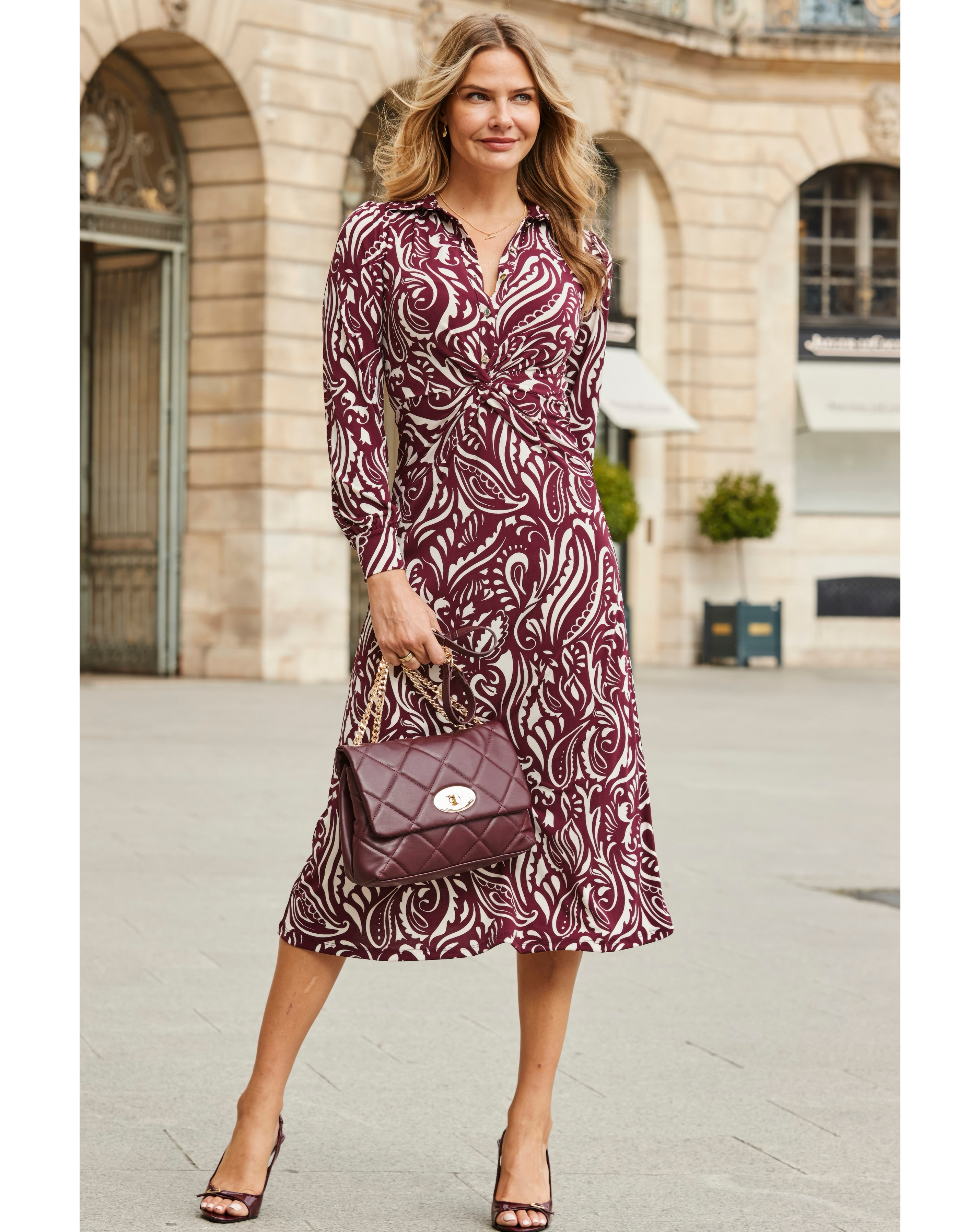 Sosandar Ikat Twist Front Dress