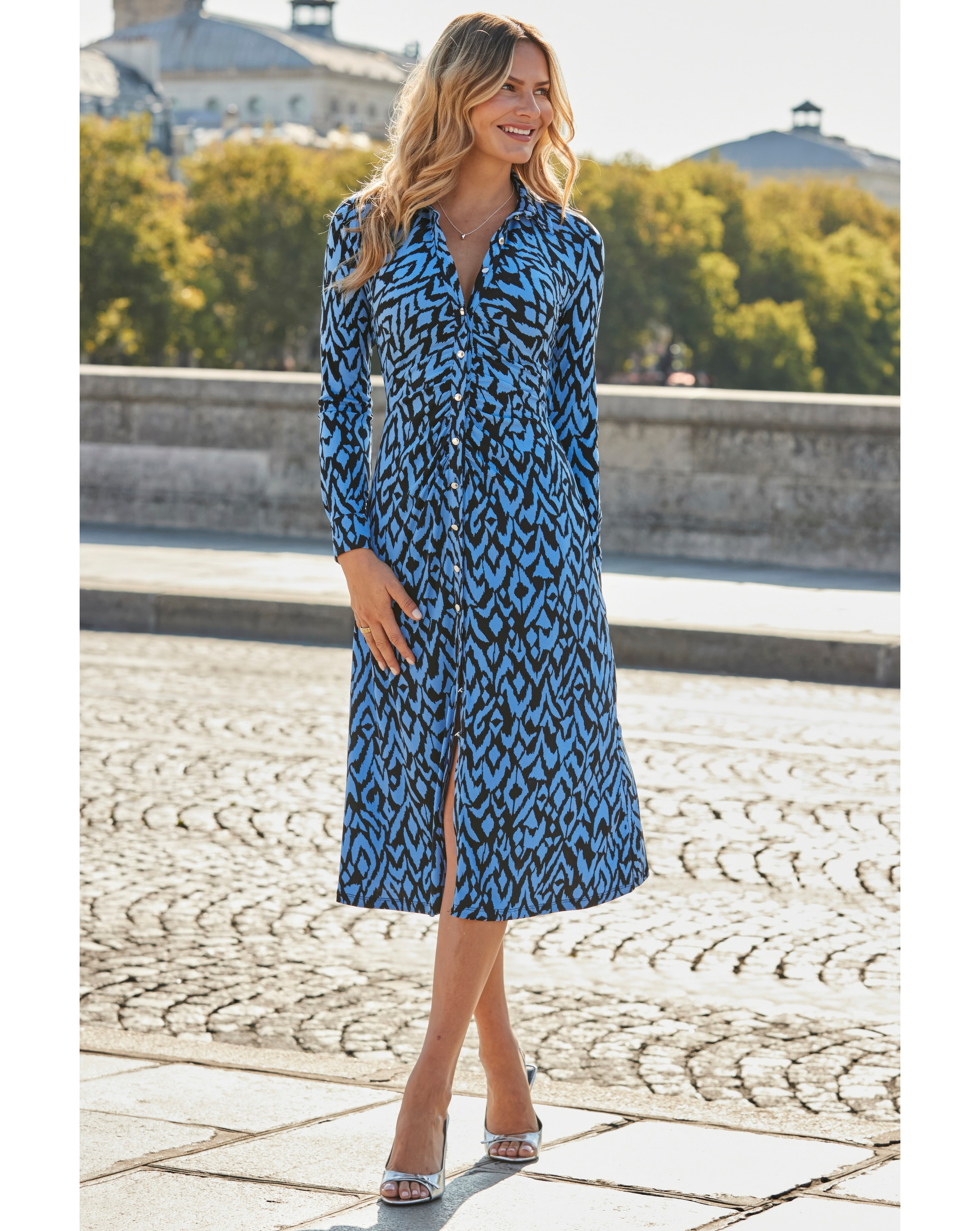 Sosandar Ruched Front Shirt Dress