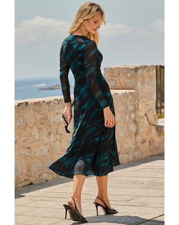 Sosandar Paisley Mesh Wrap Midi Dress