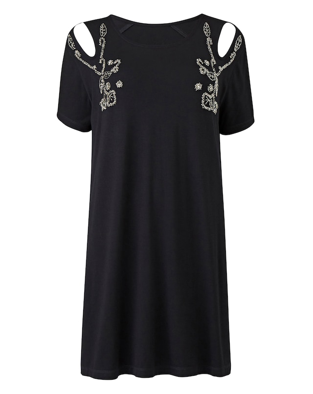 Embellished Cut Out Shoulder
