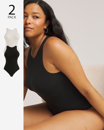 MAGISCULPT Light Control (2 Pack) Smoothing Racer Bodysuits Black/White