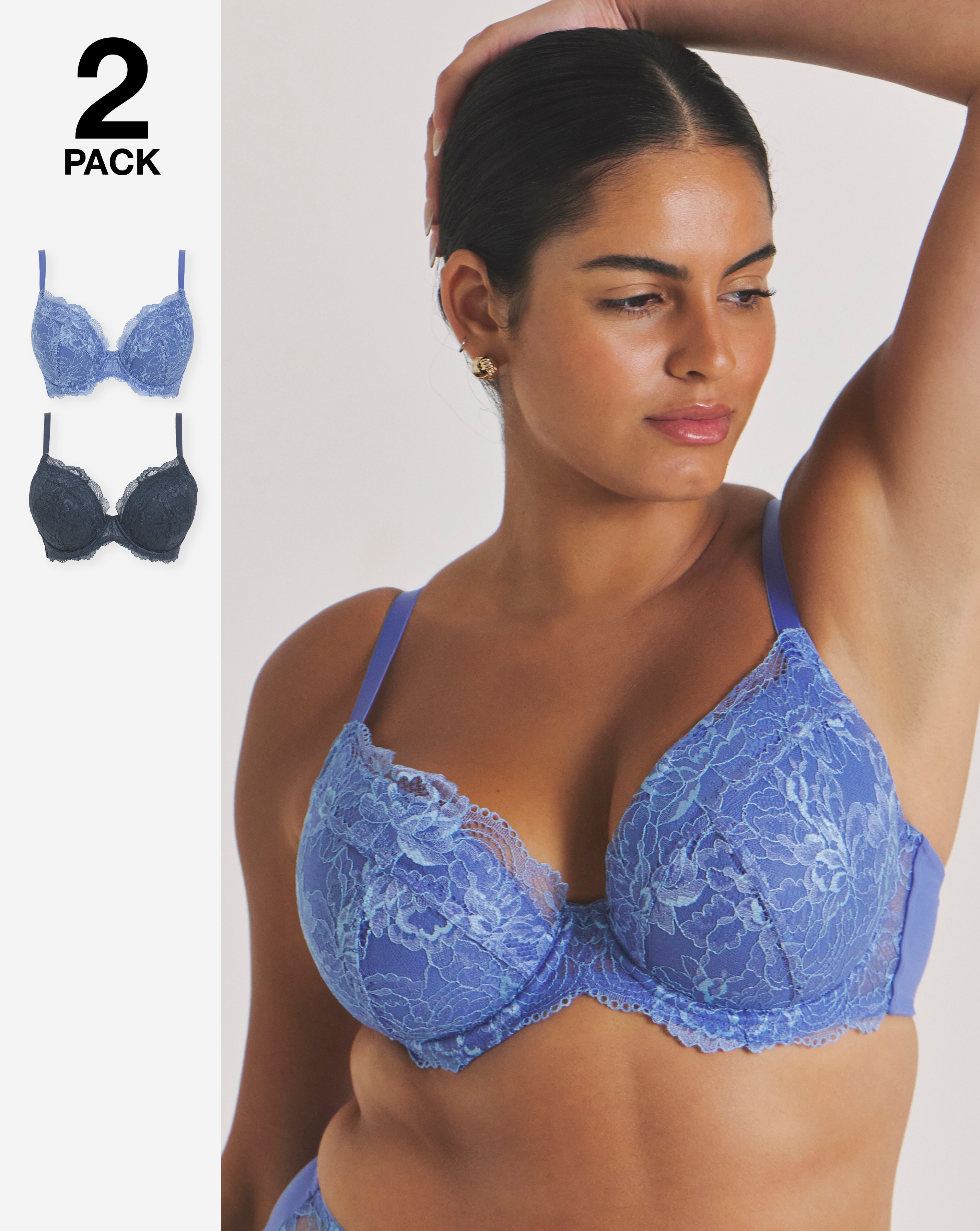 2 Pack Ella Plunge Wired Bras