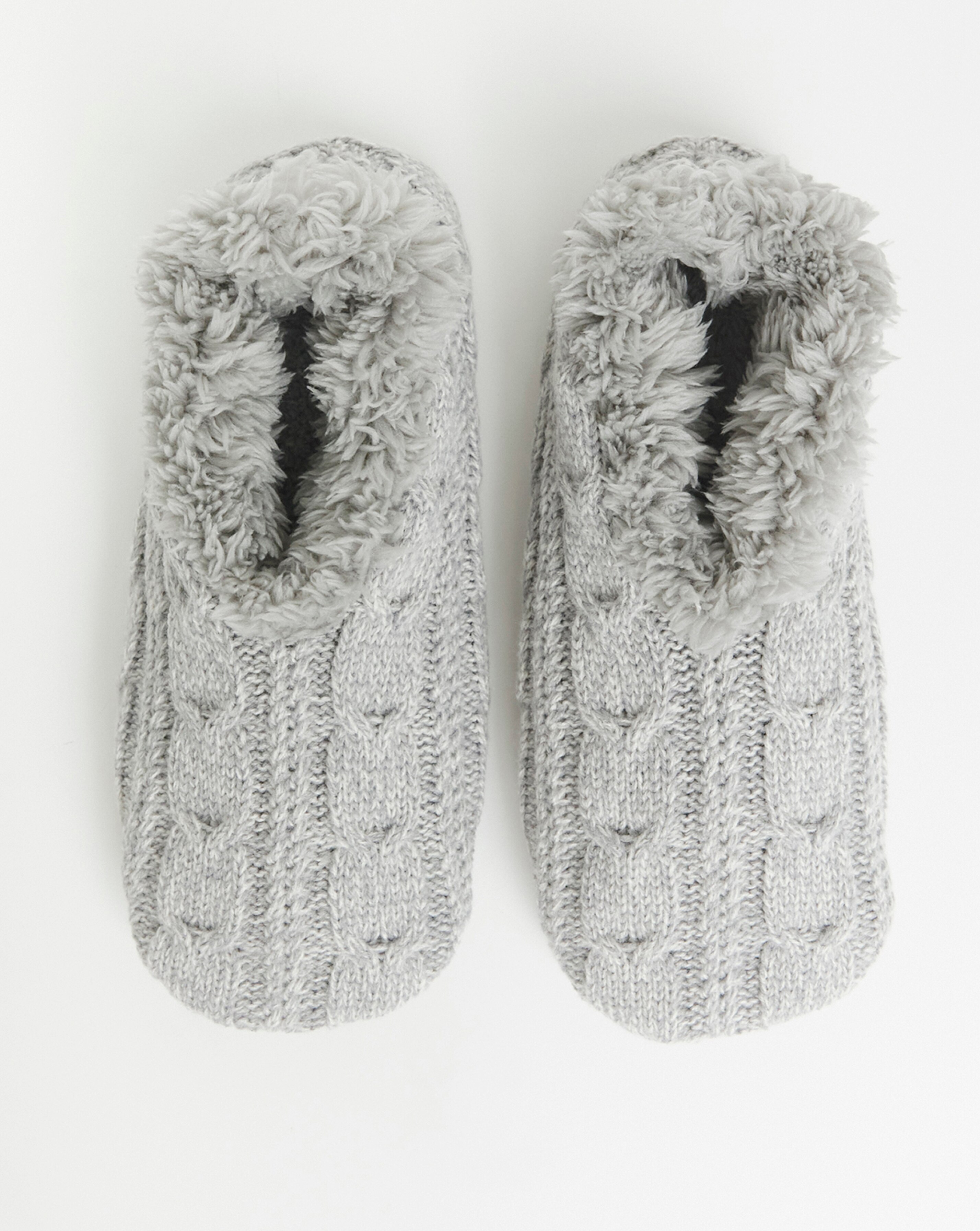 Thermal Cable Knit Slipper Socks