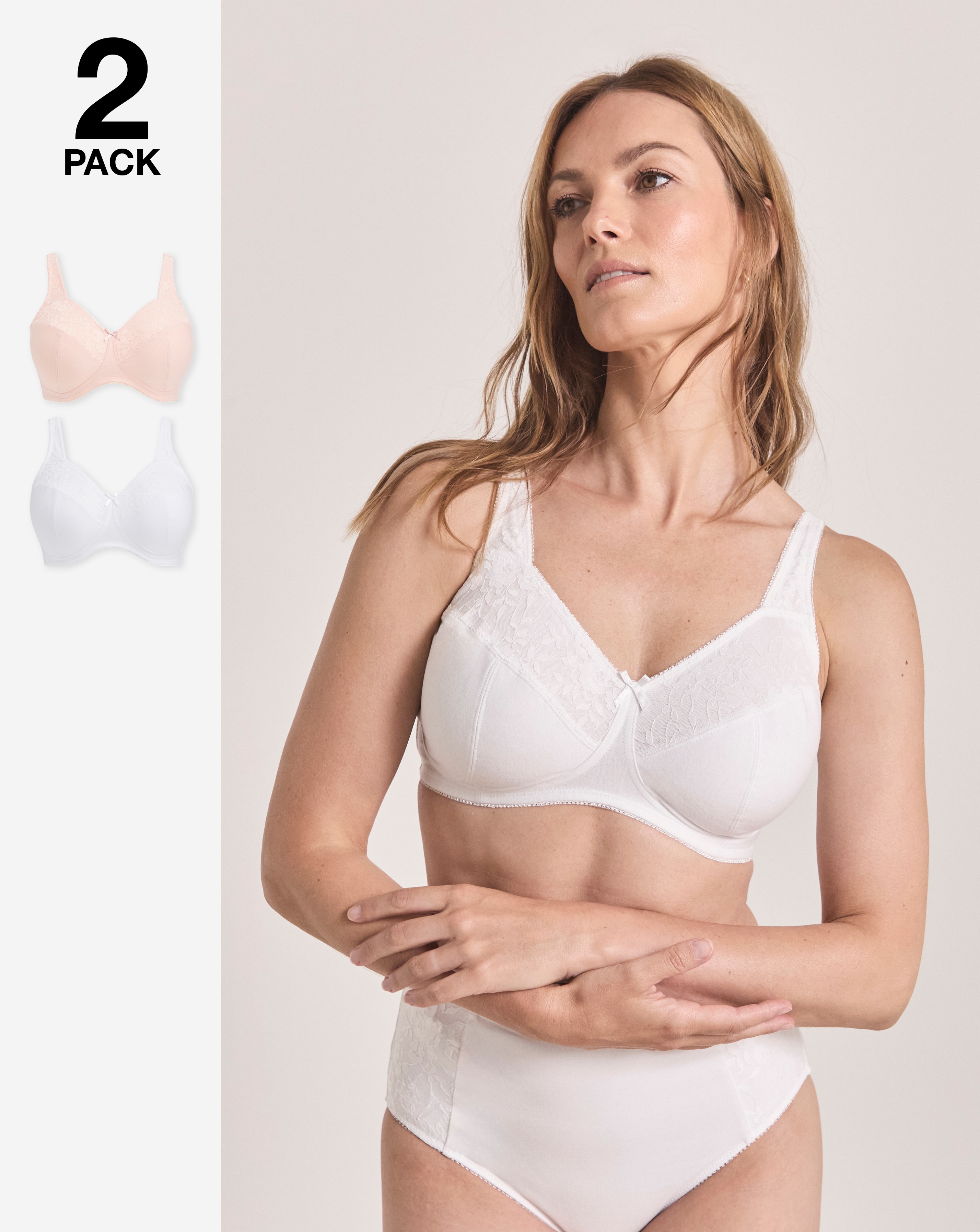 2 Pack New Sarah Full Cup Non Wired Bras