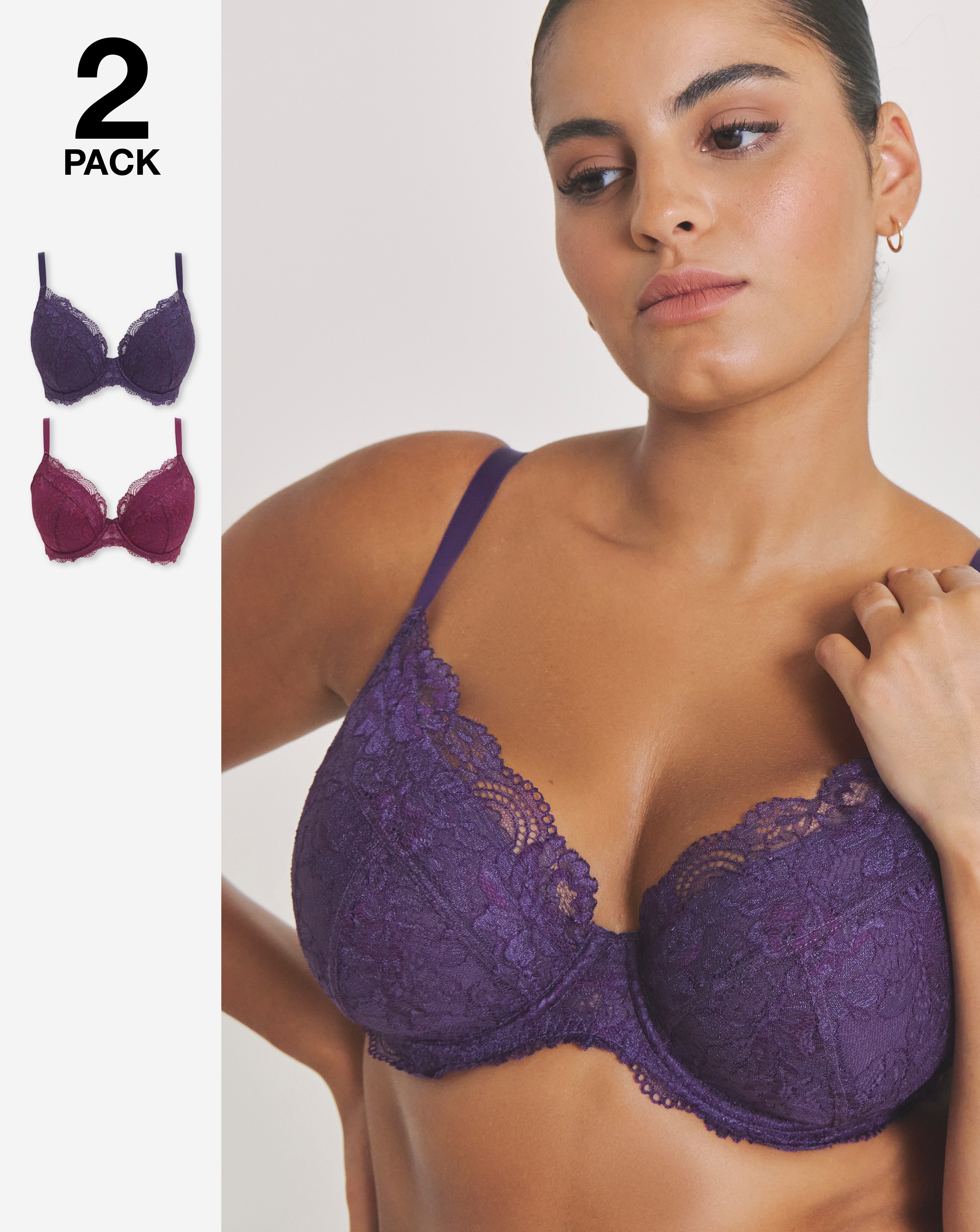 2 Pack Ella Plunge Wired Bras