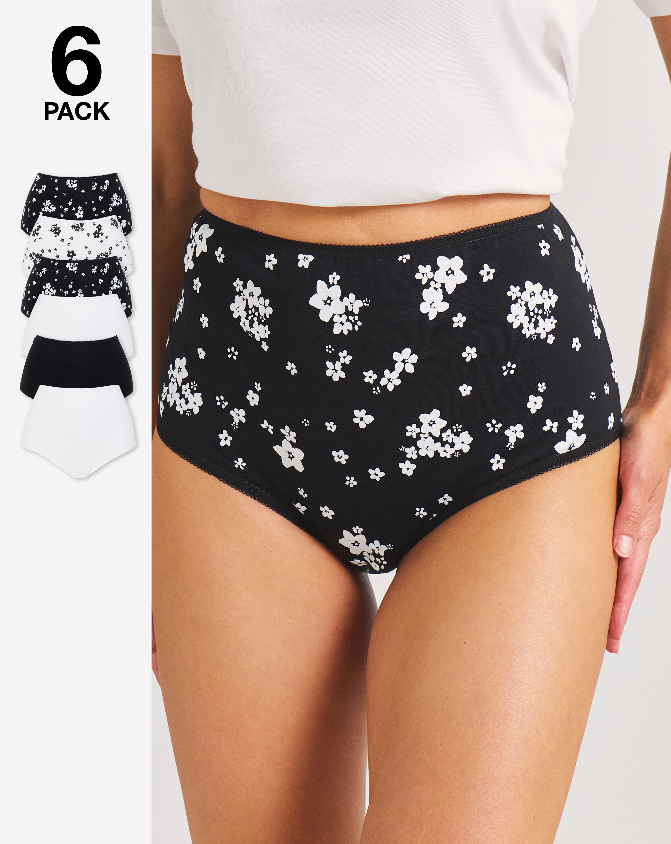 New In - 6 Pack Full Brief Knickers
