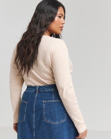 Simply Be Sand Button Front Neppy Rib Body