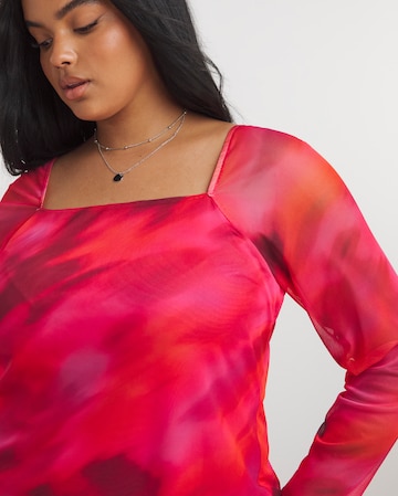 Multi Printed Mesh Square Neck Top