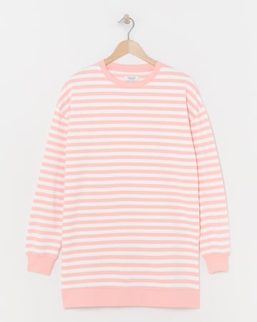 Simply Be Peach & Ivory Stripe Side Split Sweatshirt Tunic