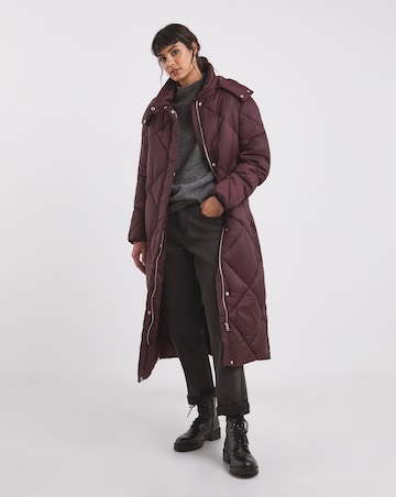 Plum Diamond Padded Duvet Coat