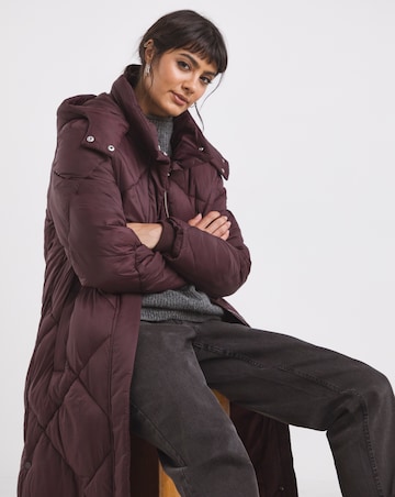 Plum Diamond Padded Duvet Coat