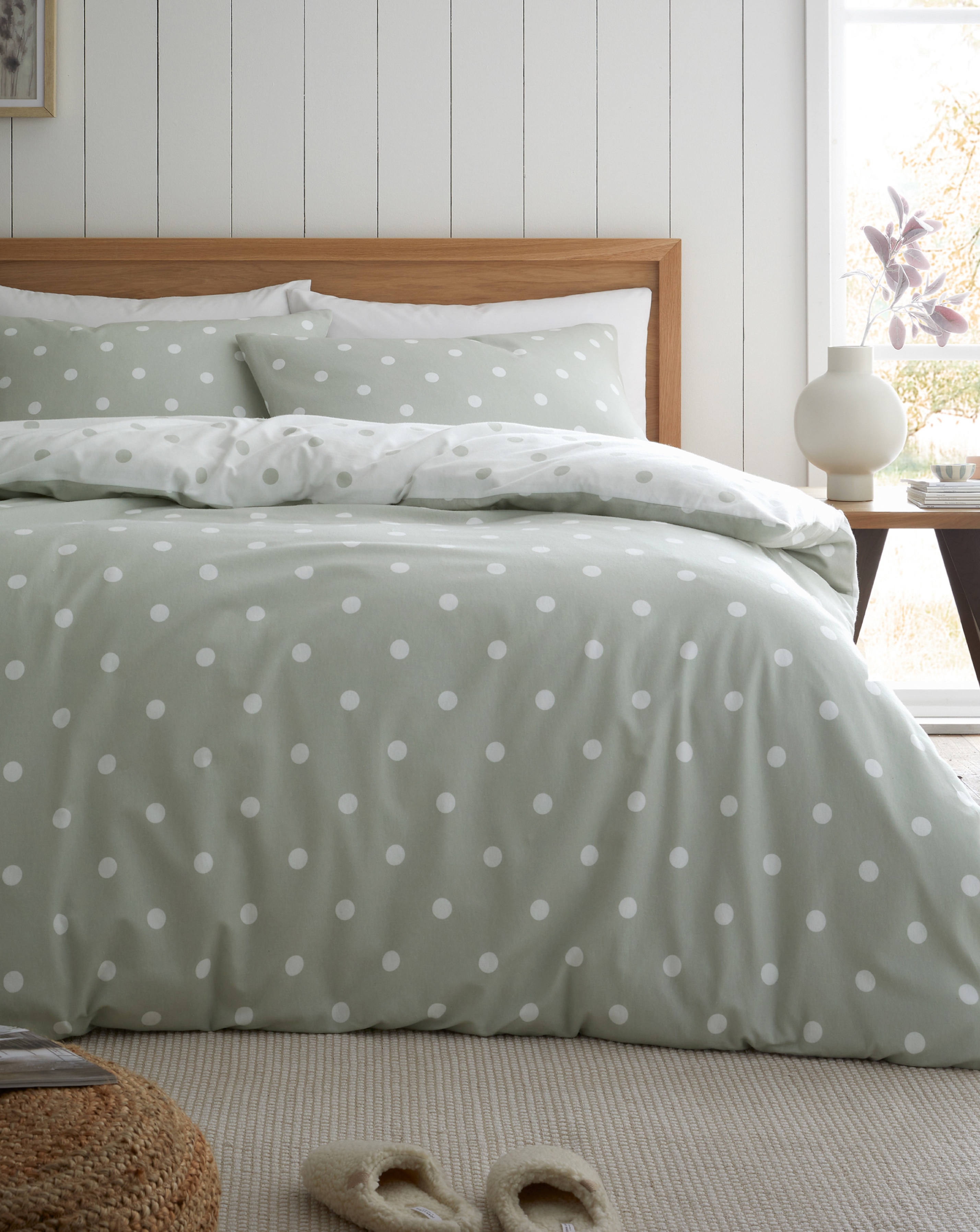 Catherine Lansfield Brushed Polka Dot Duvet Cover Set