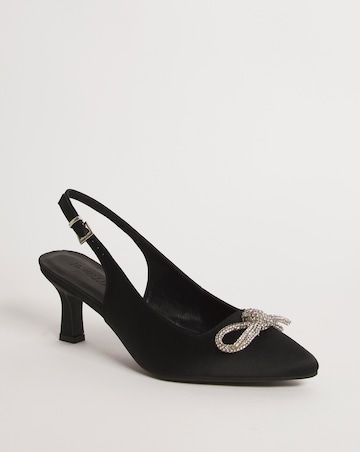 Satin Slingback Shoe with Bow Trim - Wide Fit (E)