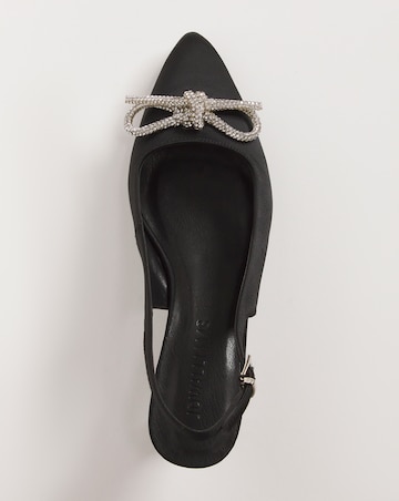 Satin Slingback Shoe with Bow Trim - Wide Fit (E)