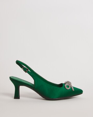 Satin Slingback Shoe with Bow Trim - Extra Wide Fit (EEE)