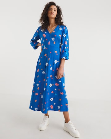 Soft Touch Midi Dress With Puff Sleeve