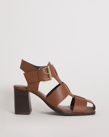 Charlotte Leather Fisherman Block Heeled Shoes - Wide Fit (E)