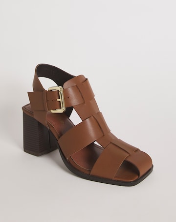 Charlotte Leather Fisherman Block Heeled Shoes - Wide Fit (E)