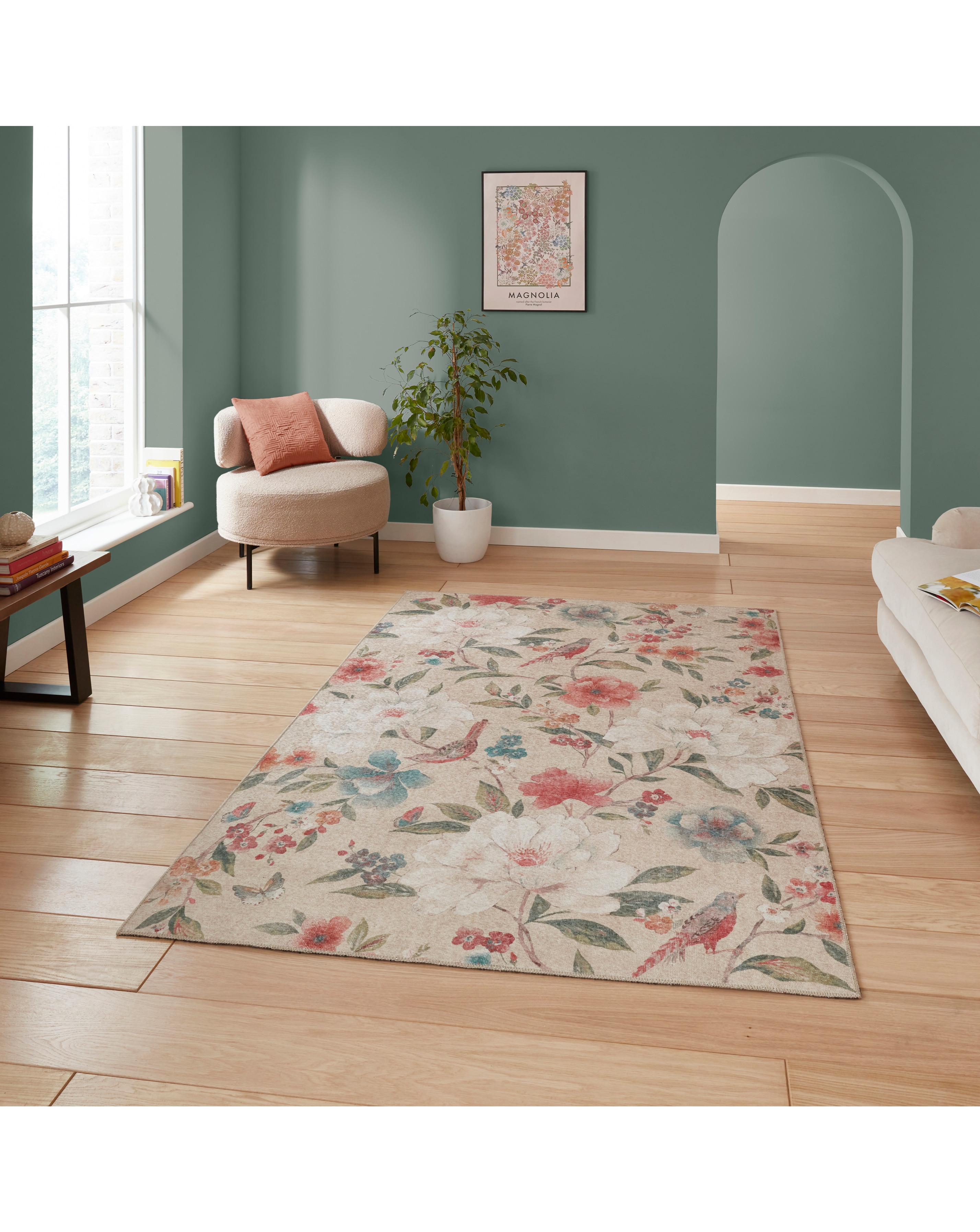Catherine Lansfield Pippa Birds Rug - Natural