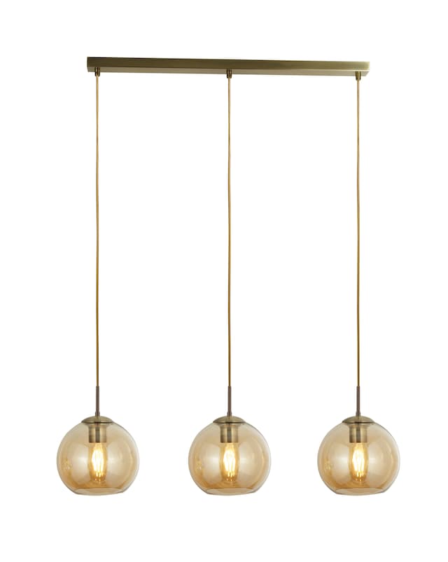 Antique Brass and Amber Glass Pendant