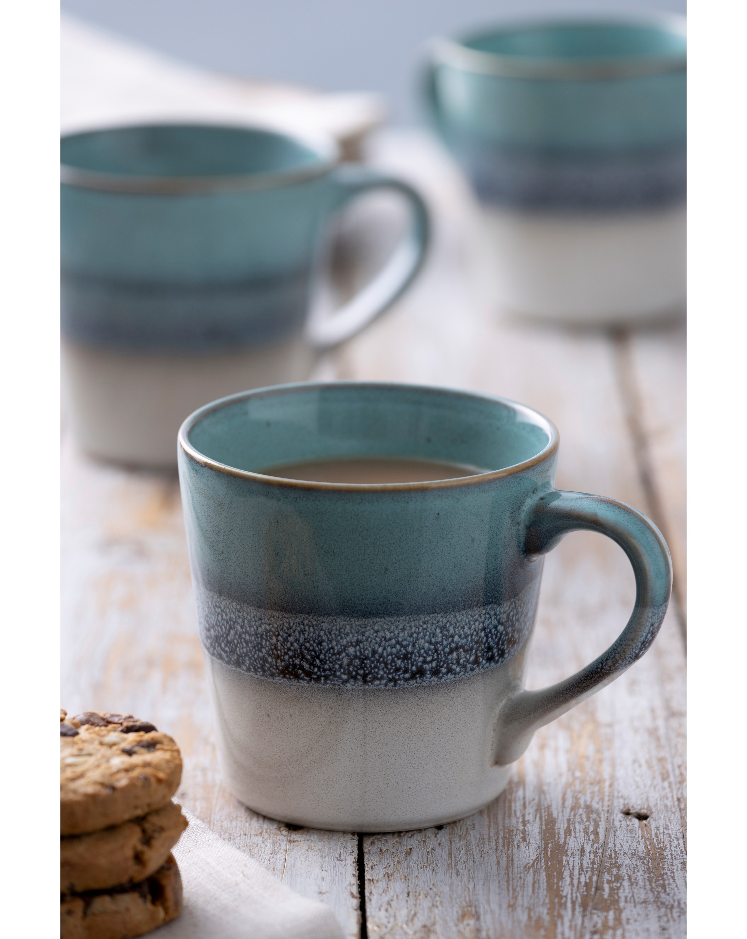 Mason Cash Reactive Fade 4 Mugs Blue