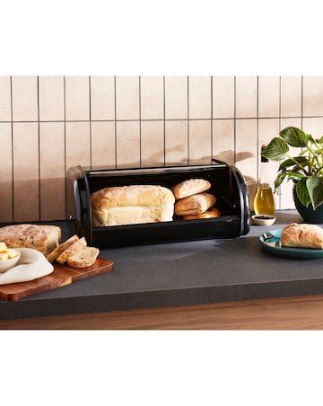 Morphy Richards Roll Front Bread Bin - Black