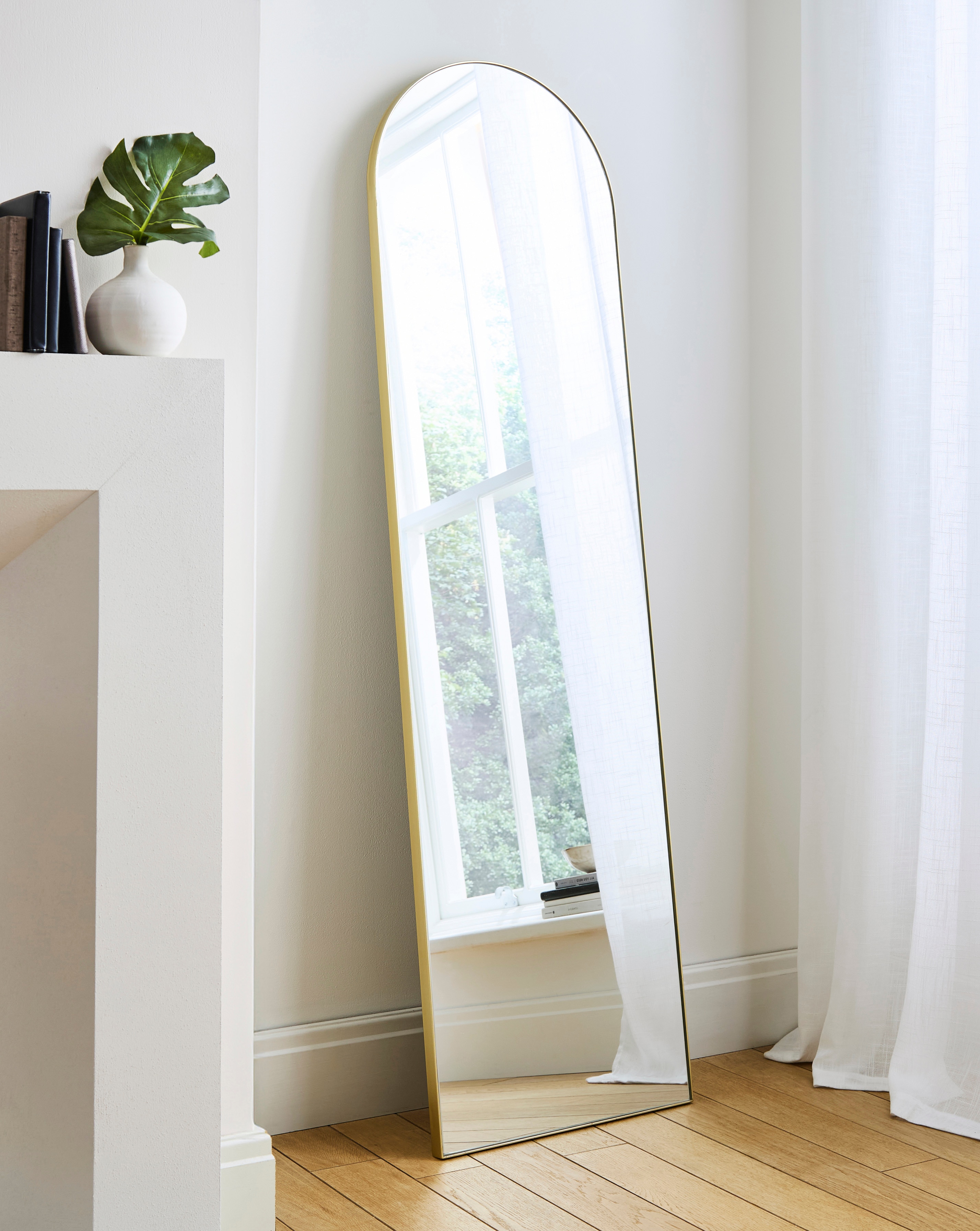 New In - Gold Slim Arched Leaner Mirror