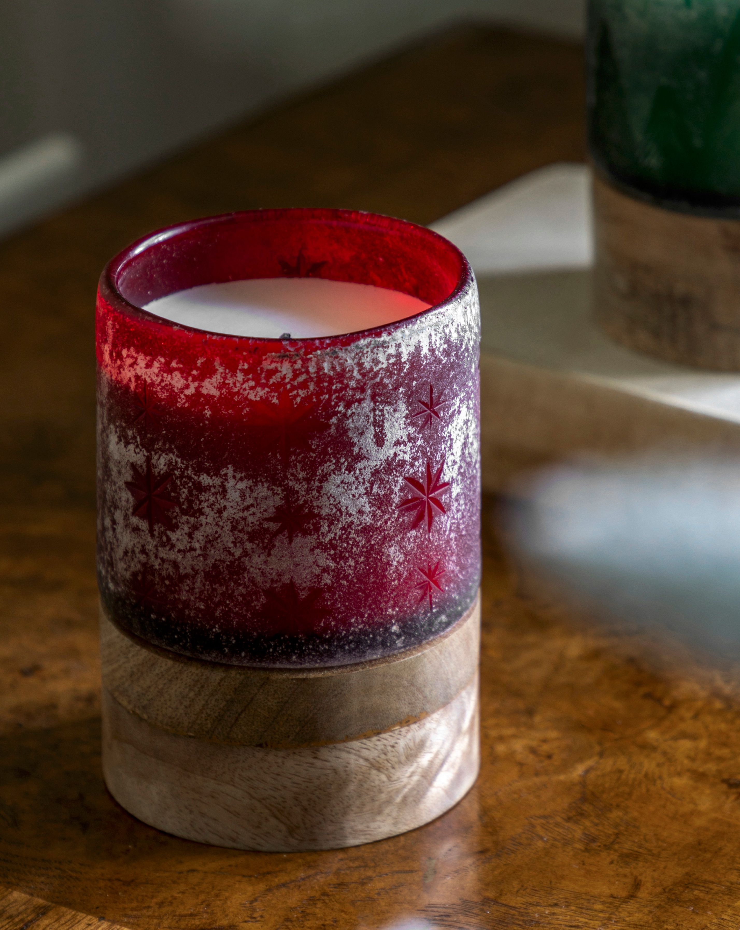 Starry Glass Candle Jar - Red